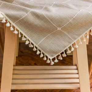 Cotton Linen Tassel Tablecloth | 6 Colors