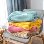 Super Soft Striped Plush Bed Blankets for Sofa,Bed