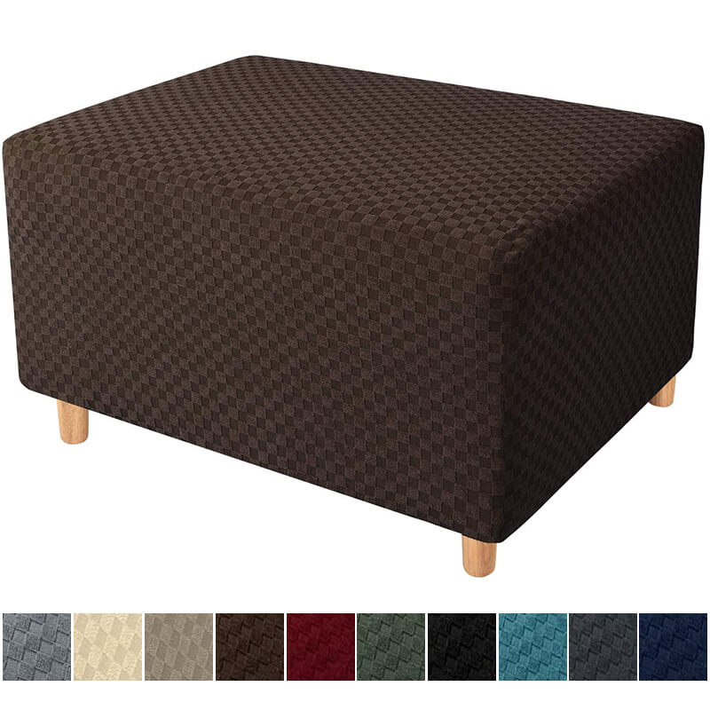 Square Jacquard Rectangle Ottoman Cover