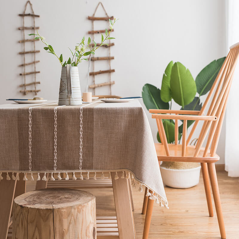 Cotton Linen Tassel Tablecloth | 6 Colors