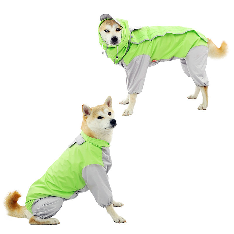 Waterproof Dog Raincoat with Hood and Leash Hole