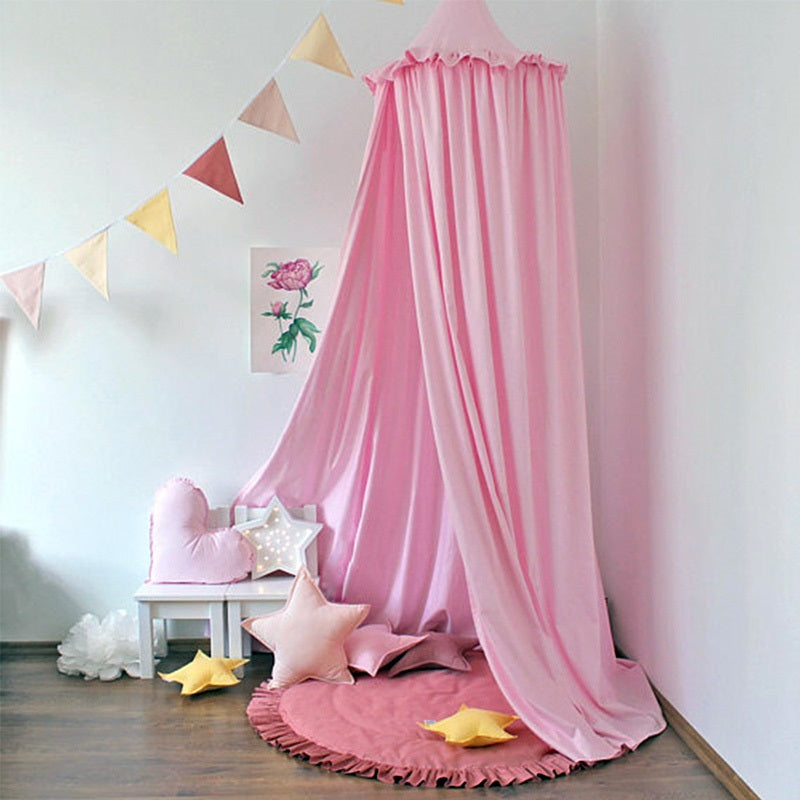 Kids Bed Canopy with Frills, Round Dome Princess Bed Tent Canopy