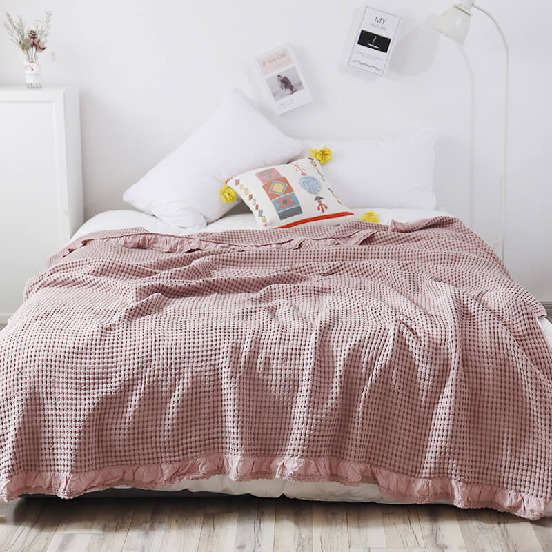 Cotton Waffle Bed Throw Blankets