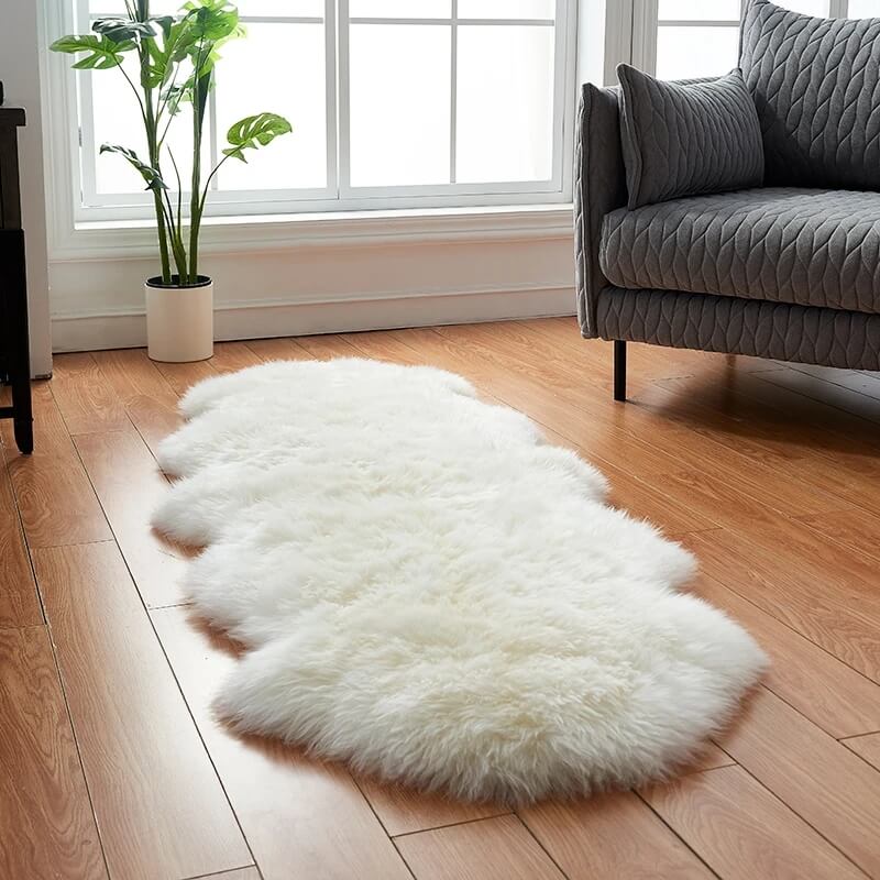 Faux Fur Sheepskin Rug, Fluffy Pelt Rug for Living Room, Anti-Skid ...