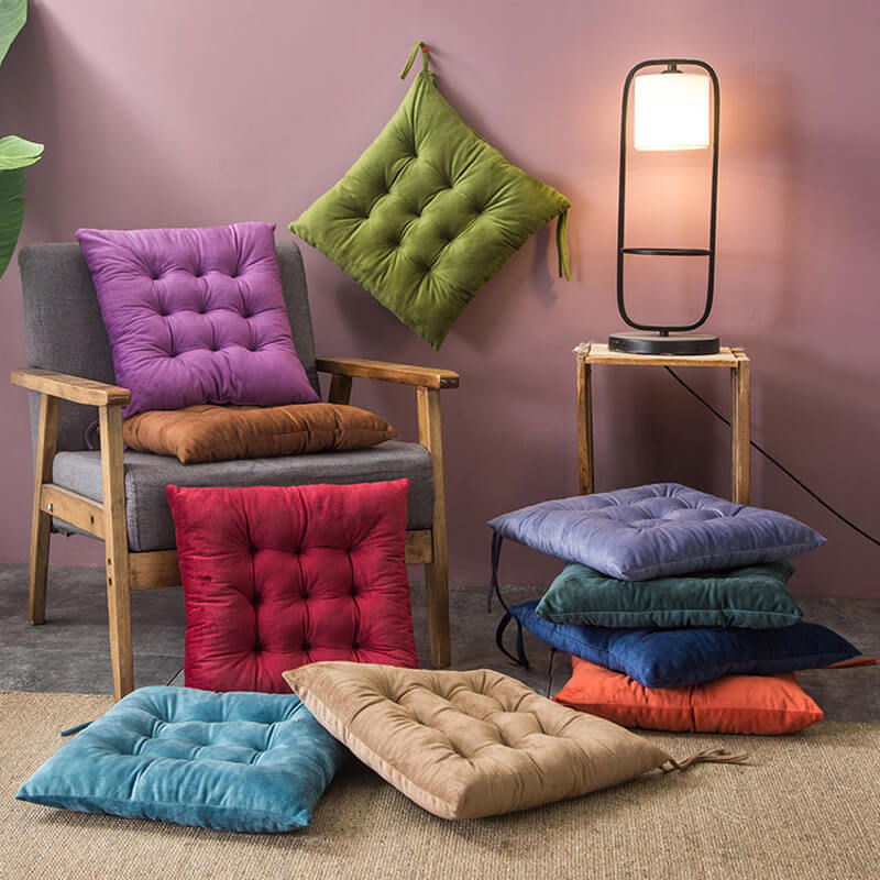 Soft Velvet Dining Chair Cushions with Ties 16" x 16"