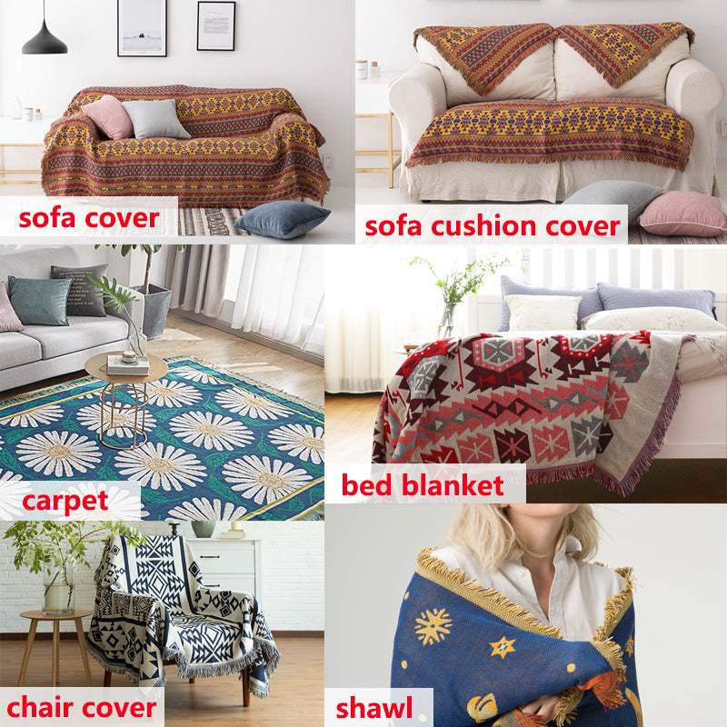 Bohemian Knitted Throw Blankets for Sofa