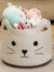 Cute Cat Face Woven Toy Basket
