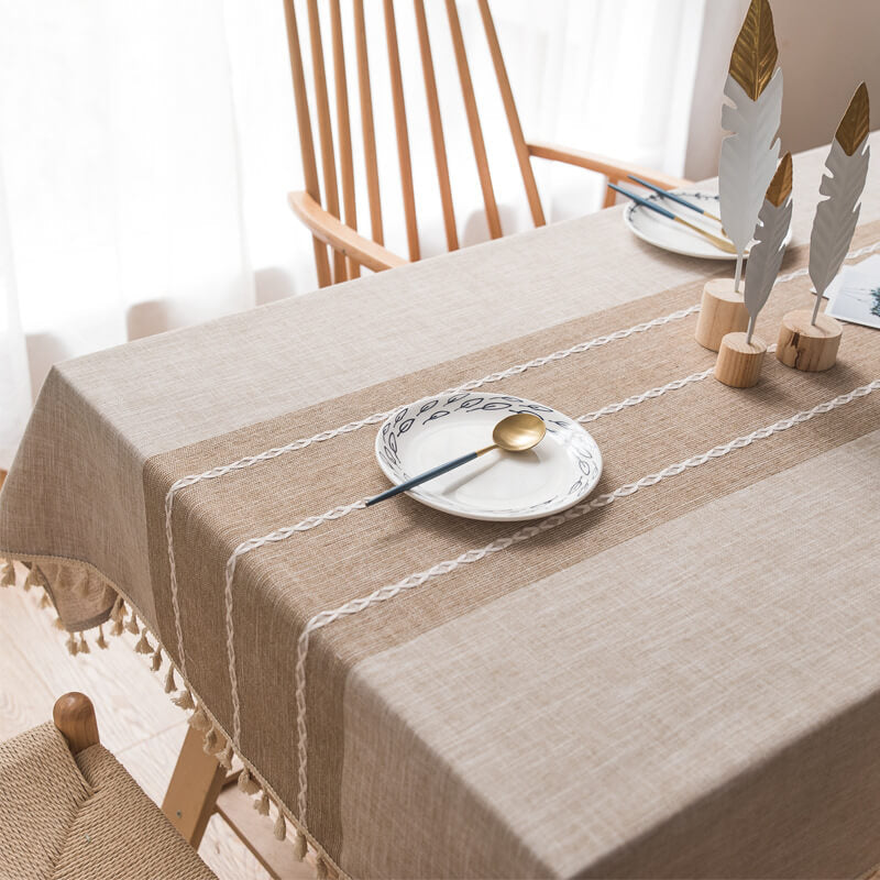 Cotton Linen Tassel Tablecloth | 6 Colors