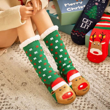 Yyytop Women's Slipper Socks With Grippers Soft Cozy Warm Fleece Lined Christmas Slippers Socks For Women Fashion Winter Socks Non Slip, Size: Medium