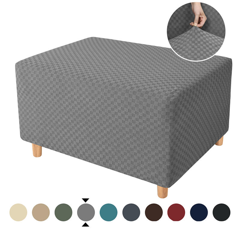 Square Jacquard Rectangle Ottoman Cover