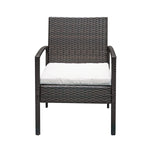 Brown rattan outdoor table and chair set 3 pieces