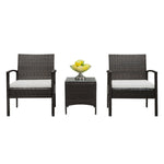 Brown rattan outdoor table and chair set 3 pieces