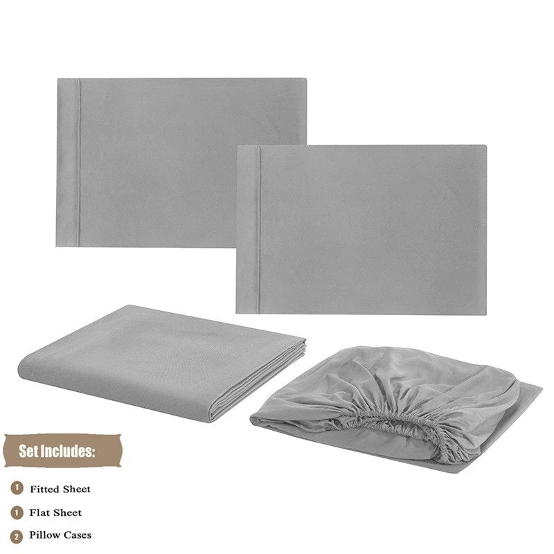 4 Pcs Cotton Bed Fitted Sheet Set- Full Size