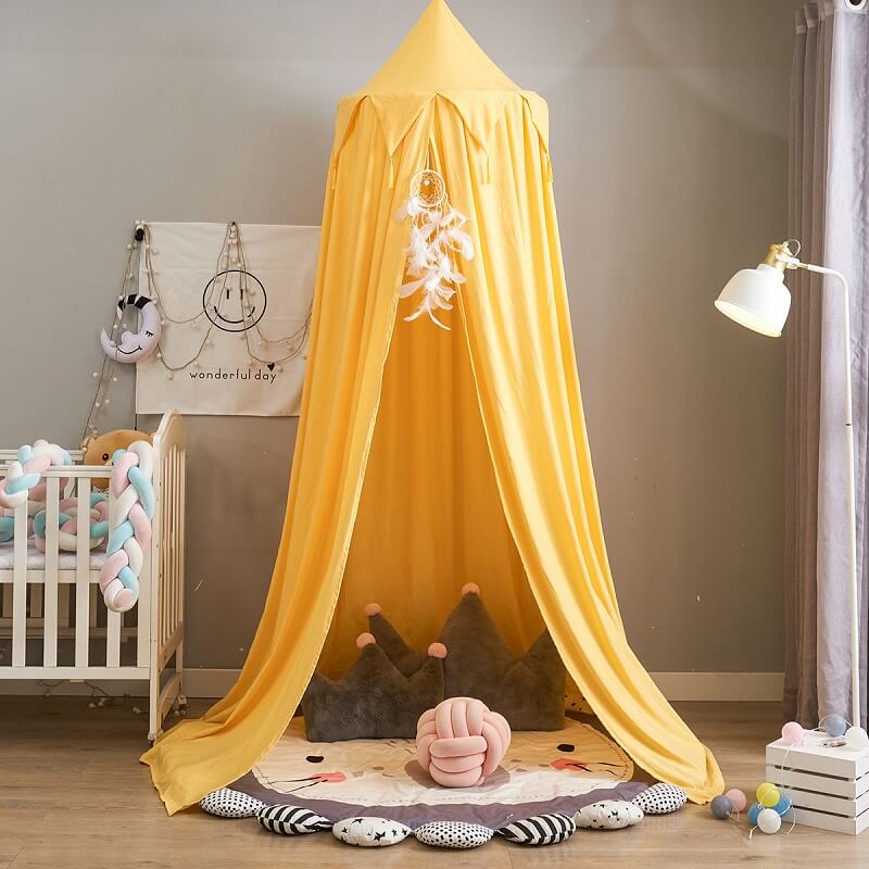 Kids Bed Canopy with Frills, Round Dome Princess Bed Tent Canopy