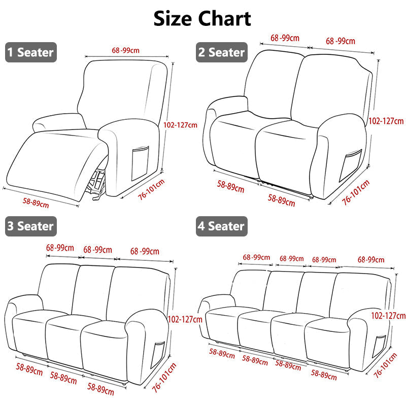 Knitted Jacquard Recliner Chair Covers Size Chart