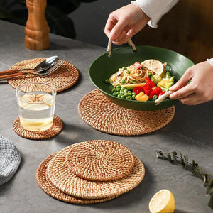 Rattan Round Placemats Set of 4