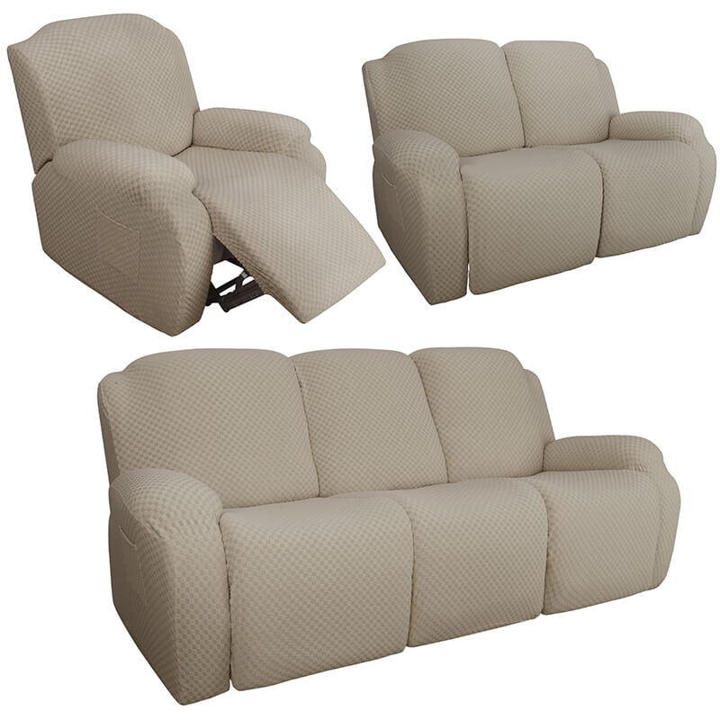 Stretch Square Jacquard Recliner Chair Cover 4 Pieces
