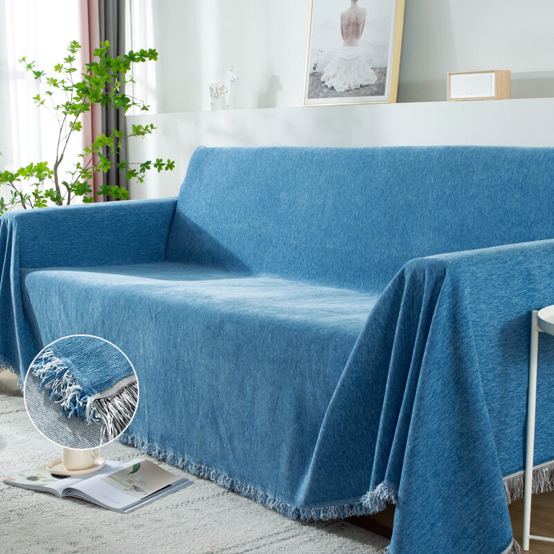 Throw Rug Cover Dustproof Sofa Throw Cover with Tassel, Large Chenille Sofa Covers ...