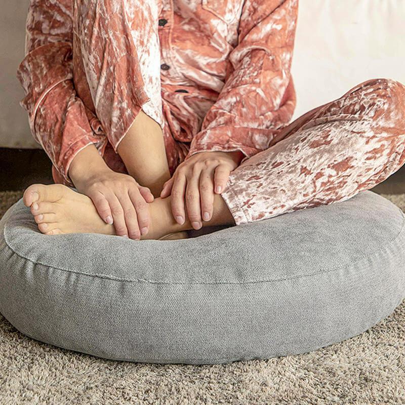 Linen Round Floor Cushion with Removable Cover