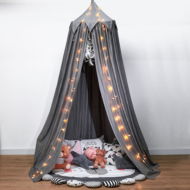 Kids Bed Canopy with Frills, Round Dome Princess Bed Tent Canopy