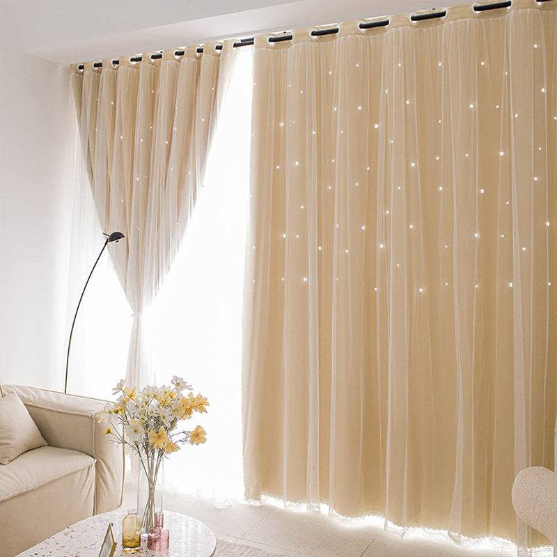 Double Layers Star Hollow Out Blackout Curtains