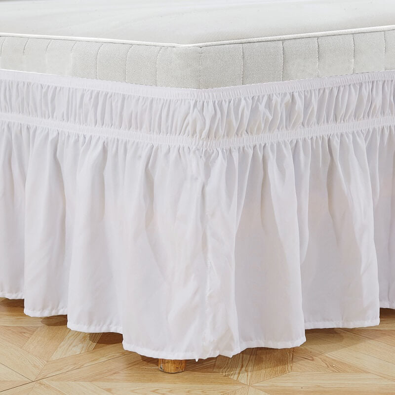 Elasticated Bed Skirt, Wrap Around Bed Valance Skirt, Dust Ruffled Bed