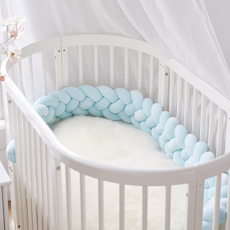 Braided Cot Bumpers, Wrap Around Cotton Crib Bumper, Knotted