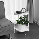 2-Tier Metal Round Side Table with Removable Tray