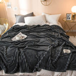 Super Soft Striped Plush Bed Blankets for Sofa,Bed