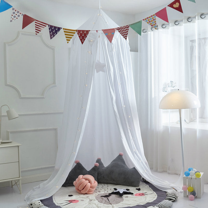 Kids Bed Canopy with Frills, Round Dome Princess Bed Tent Canopy