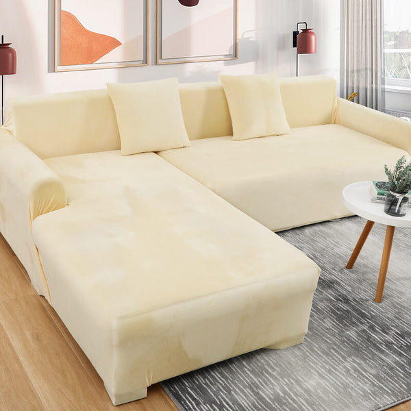 Stretch Velvet L Shape Sofa Covers,Thicken Plush Sectional Corner Couch