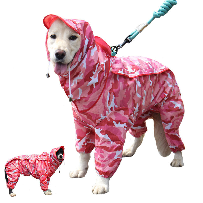 Waterproof Dog Raincoat with Hood and Leash Hole