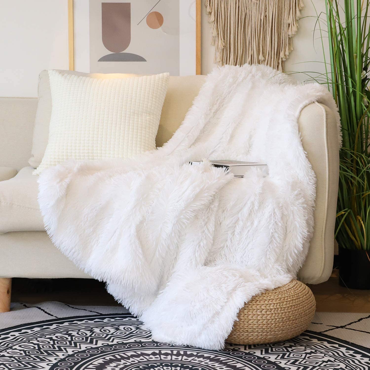 Fluffy Faux Fur Throw Blanket |Soft Plush fuzzy blankets for Couch Sofa