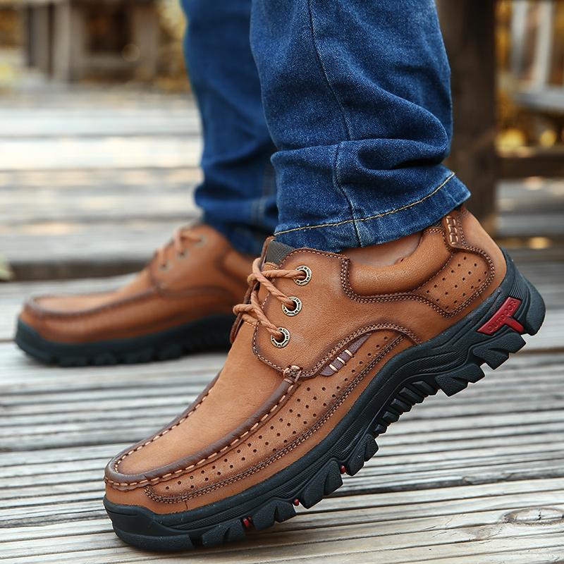 Men‘s Breathable Hiking leather Shoes With Supportive Sole