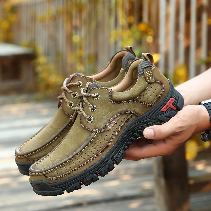 Men‘s Breathable Hiking leather Shoes With Supportive Sole