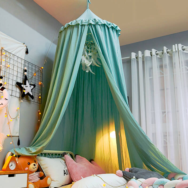 Kids Bed Canopy with Frills, Round Dome Princess Bed Tent Canopy