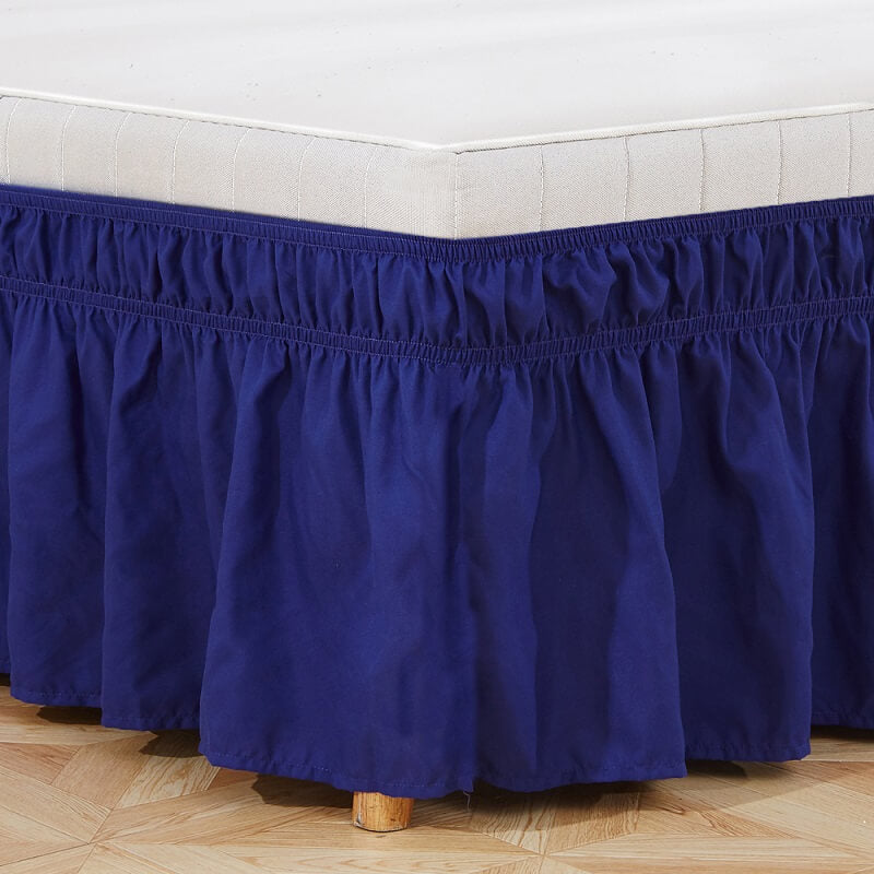 Elasticated Bed Skirt, Wrap Around Bed Valance Skirt, Dust Ruffled Bed