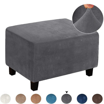 Velvet Rectangle Ottoman Slipcovers