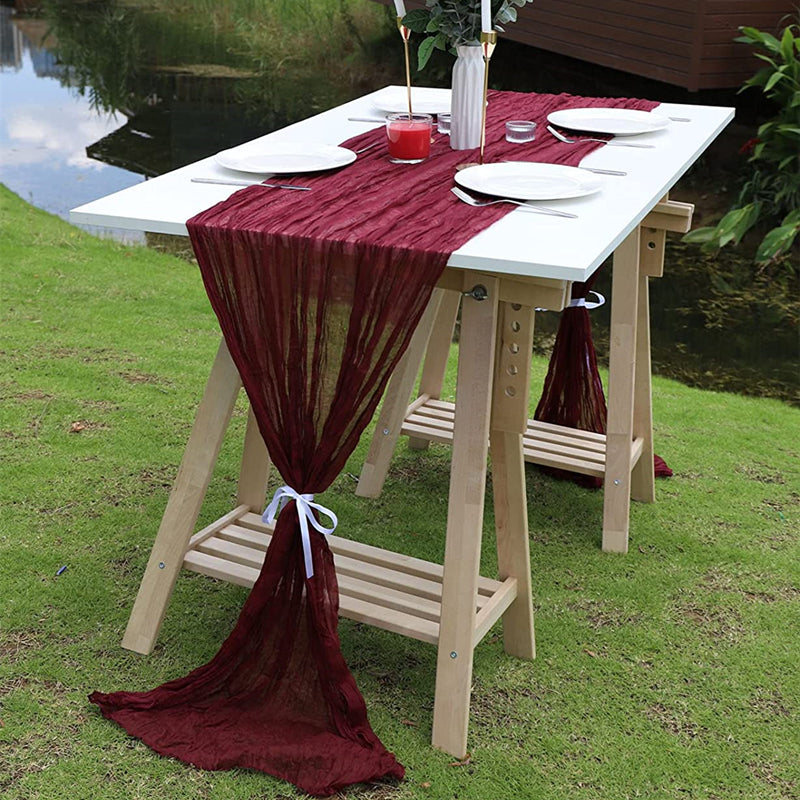 Table Runner Temporary 13ft Extra Long Cheesecloth Table Runners, Wrinkled Gauze Table Scarf ...