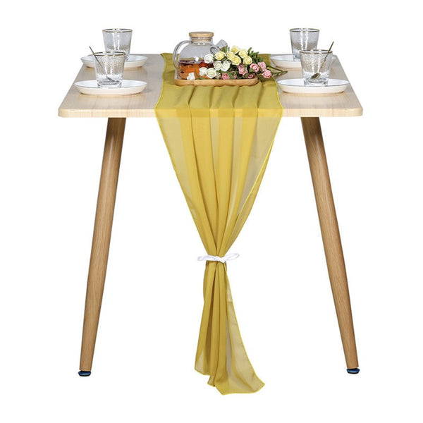 Elegant White Chiffon Table Runner – Extra Long 80" For Weddings, Parties & Banquets 13 thumbnail image