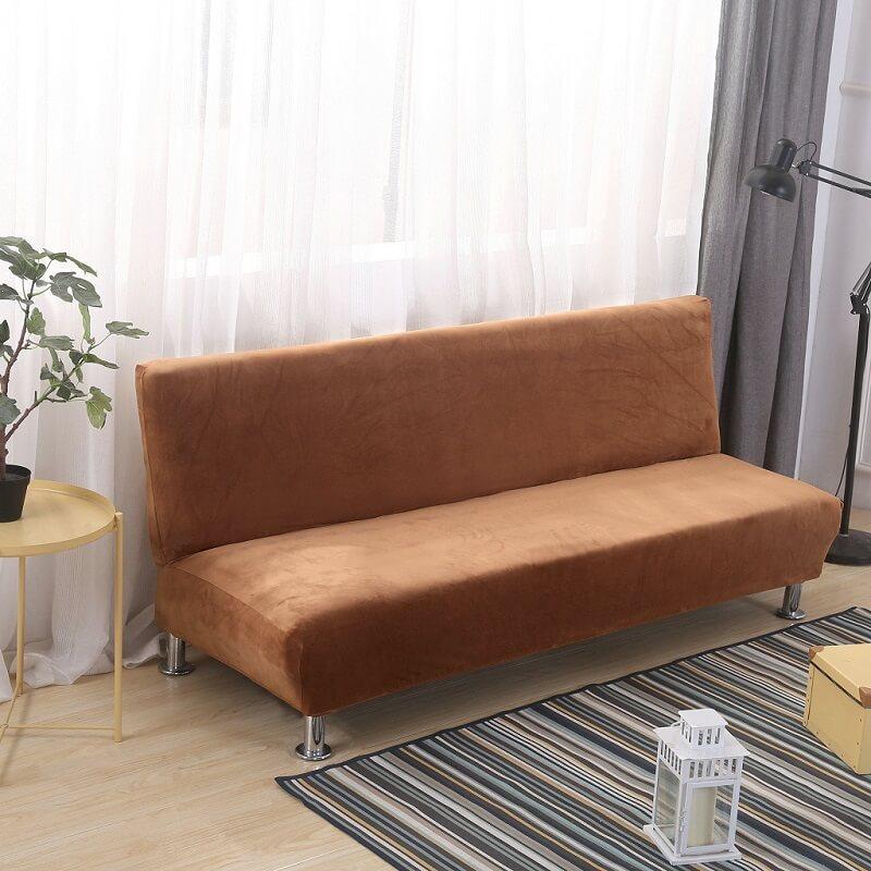 Velvet Stretch Armless Sofa Slipcover