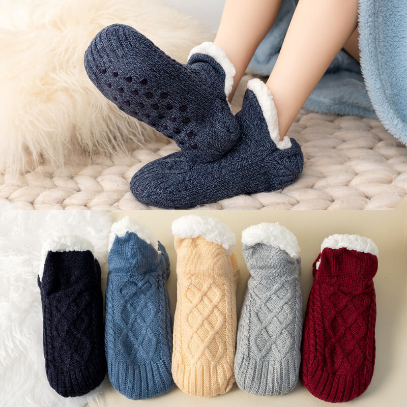 Fleece Ankle Slipper Socks with Grippers, Women's Non Slip Floor ...