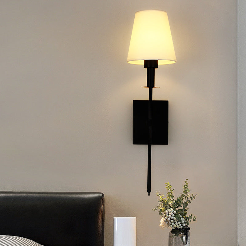 Set of 2 Wall Sconces with White Fabric Shade