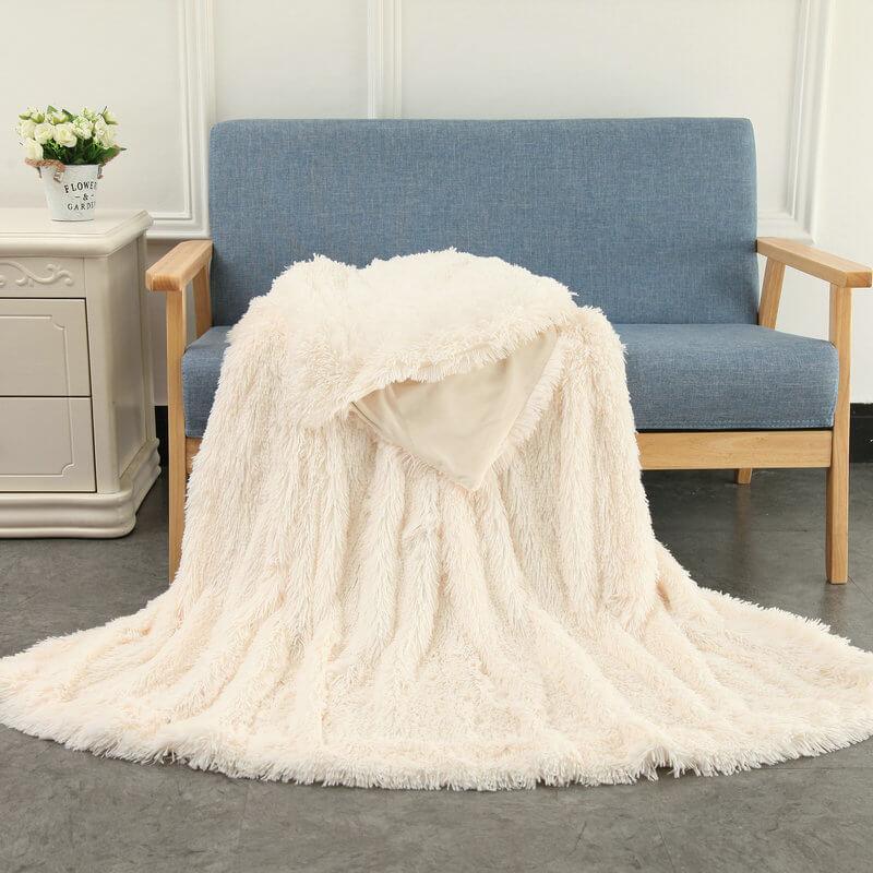 Fluffy Faux Fur Throw Blanket |Soft Plush fuzzy blankets for Couch Sofa