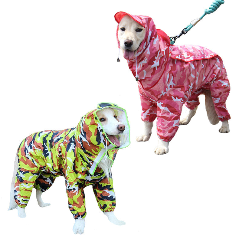 Waterproof Dog Raincoat with Hood and Leash Hole