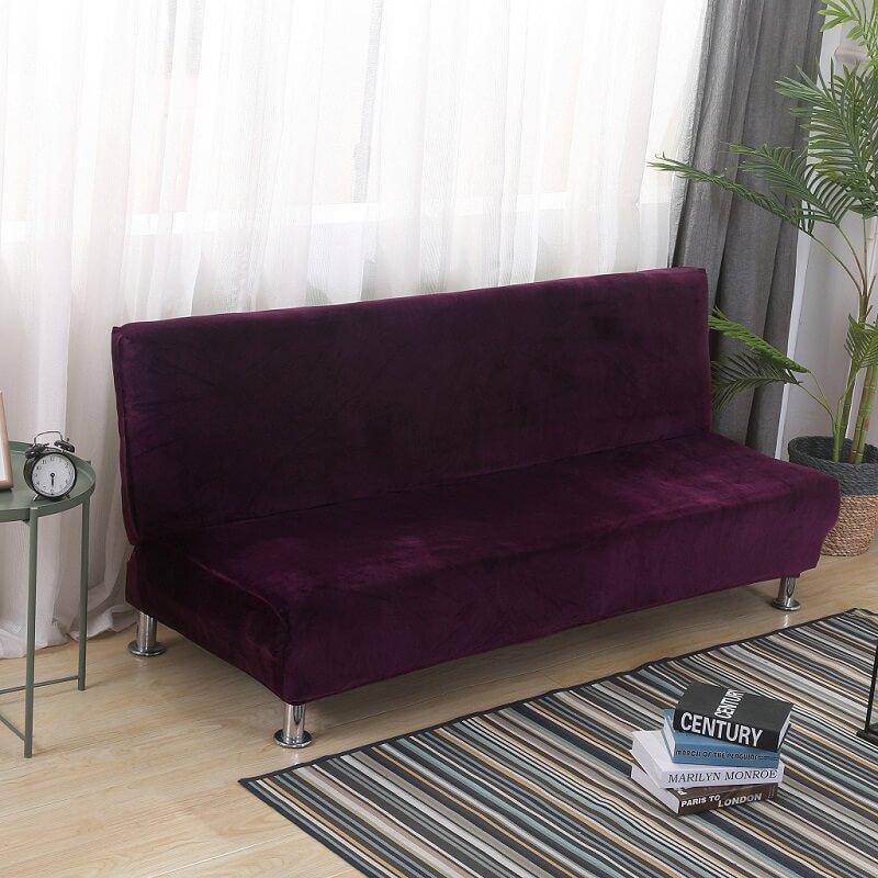 Armless store velvet sofa