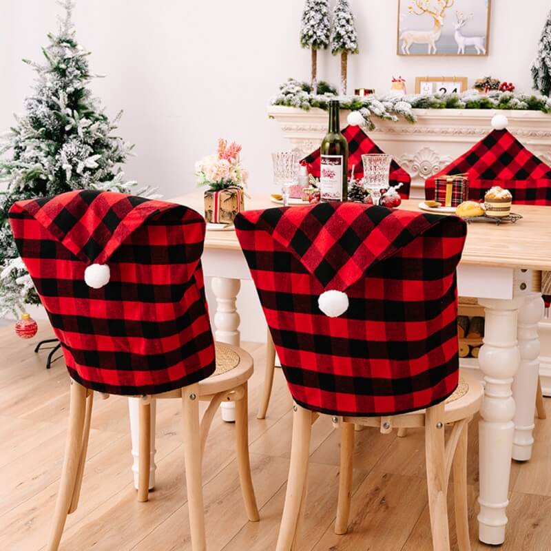 Buffalo Santa Hat Christmas Chair Back Covers