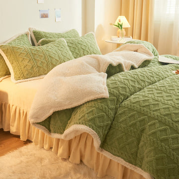 3 Pcs Sherpa Fleece Duvet Cover with Pillow Case