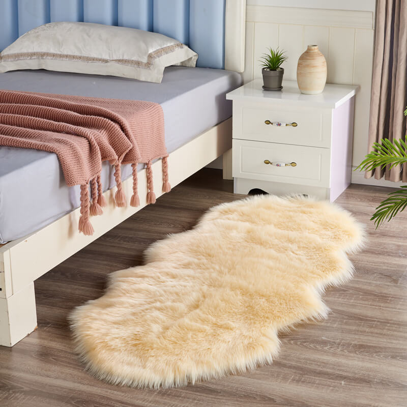 Fake Fur Rug Faux Fur Sheepskin Rug, Fluffy Pelt Rug for Living Room, Anti-Skid ...
