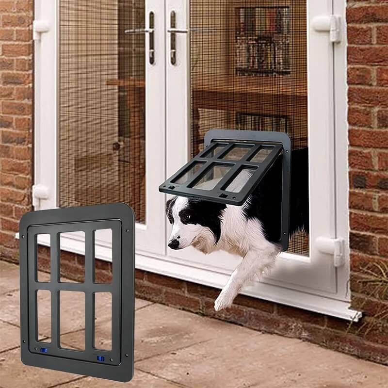 Dog Cat Flap for Screen Door, Lockable Pet Screen Door, Cat
